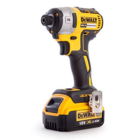 DEWALT DCF887M1-GB XR Brushless Lithium-Ion Impact Driver, 18 V, Yellow/Black, 0