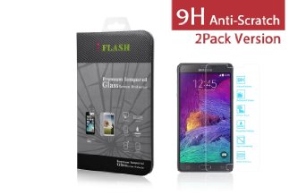 iFlash 2 Pack of Premium Tempered Glass Screen Protector For Samsung Galaxy Note 4  Note IV  N910 - Protect Your Screen from Scratches and Bubble Free - Maximize Your Resale Value - 9999 Clarity and Touchscreen Accuracy 2Pack Retail Package