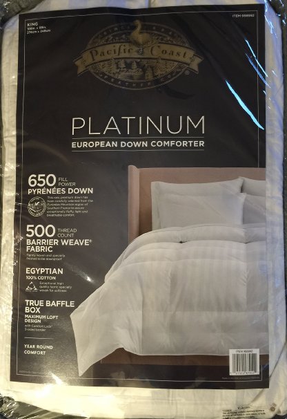 Pacific Coast Platinum European Down Comforter - Year Round Comfort King