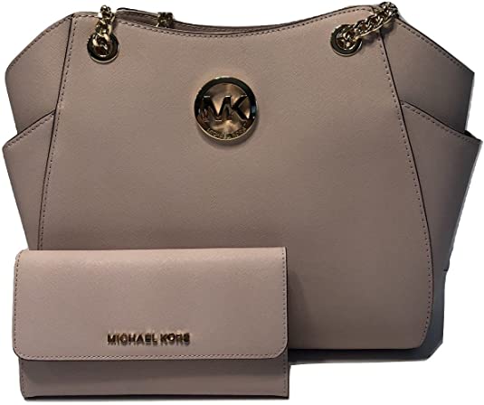 MICHAEL Michael Kors Jet Set Travel Large Chain Shoulder Tote bundled with Michael Kors Jet Set Travel Trifold Wallet