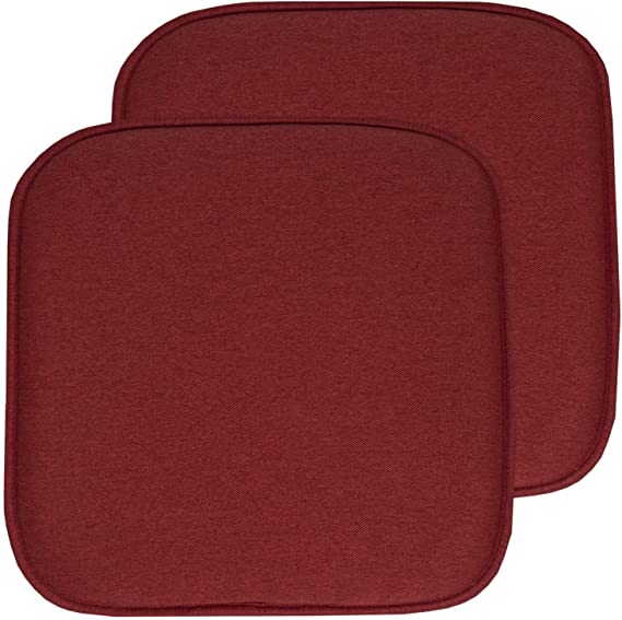 Sweet Home Collection Chair Cushion Memory Foam Pads Honeycomb Pattern Slip Non Skid Rubber Back Rounded Square 16" x 16" Seat Cover, 2 Pack, Charlotte Wine