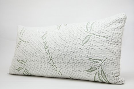 Best Selling Cool Bamboo Pillow in King Size with Shredded Memory Foam Helps with Stiff Neck, Never Goes Flat. Hypoallergenic, Light Soft Durable Zipper Removable Cover Resists Dust Mites