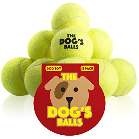 The Dog's Balls 12 Dog Tennis Balls, Premium Strong Dog Ball Dog Toy for Dog Training, Dog Play, Dog Exercise and Fetch. Tough Dog Balls for Chuckit Launchers. Bouncy Tennis Ball for Puppy too
