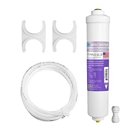 APEC PHPLUSKIT-38 US MADE 10" Alkaline High Purity pH  Calcium Carbonate Inline Filter Kit with 3/8" QC (For Upgrade 3/8" Output RO System)