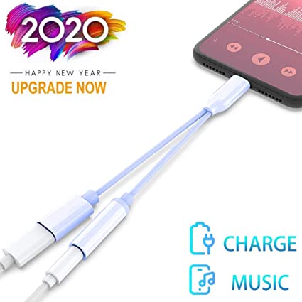 Headphones Adapter for iPhone Charger Dongle 3.5mm Jack AUX Audio Cable Adaptor Music & Charging for iPhone 7/8/XR/XS Max/11/SE Splitter Aux Adapter Earphone Converter Support iOS 12 or Higher-Blue