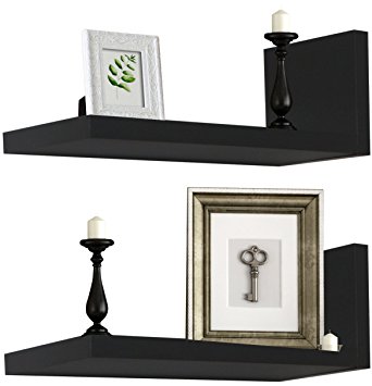 Sorbus Floating Shelves — L Shaped Hanging Wall Shelves for Decoration — Perfect for Trophy Display, Photo Frames, Collectibles, and Much More, Set of 2 (Black)