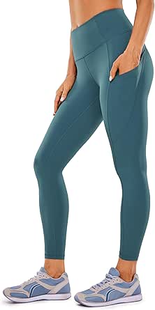 CRZ YOGA Women's Naked Feeling Workout Leggings 25 Inches - High Waisted Yoga Pants with Side Pockets Running Tights