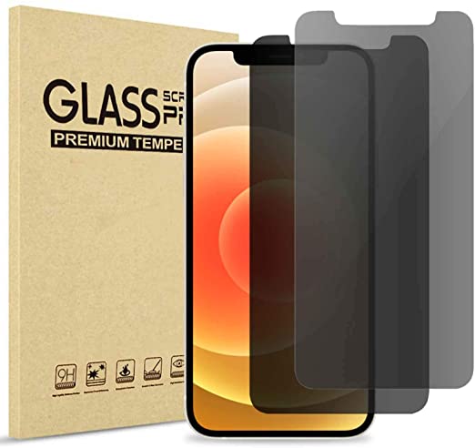 【2 Pack】ProCase Privacy Screen Protector for iPhone 12 & iPhone 12 Pro 6.1” 2020, Anti-Spying Dark Tempered Glass Screen Film Guard, Anti-Glare Anti-Scratch Screen Protector