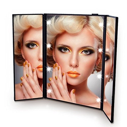 Lmeison Touch Screen 20 LED Lighted Makeup Mirror with Removable 10x Magnifying Mirrors (Tri-Fold)