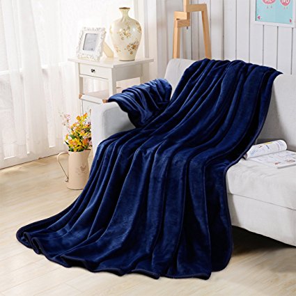 Fleece Blankets for The Bed Extra Soft Brush Fabric Super Warm Sofa Blanket (King-90X108inch,Navy bule)