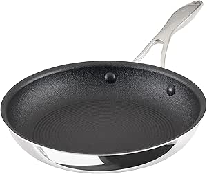 Circulon C1 Series Clad Stainless Steel with ScratchDefense Technology Cookware Nonstick Induction Frying Pan/Skillet, Metal Utensil Safe, 10 Inch Fry Pan - Polished Stainless Steel