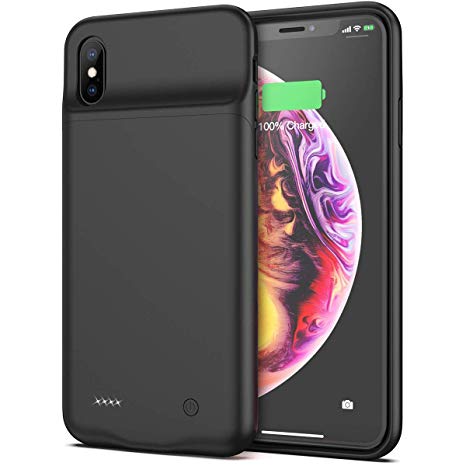 ZANYA Battery Case 4000mAh for iPhone Xs Max,Support Lightning Headphone Charging Case Extra Thin Extended Battery, Full Edge Protection for iPhone Xs Max 6.5 (Black) …
