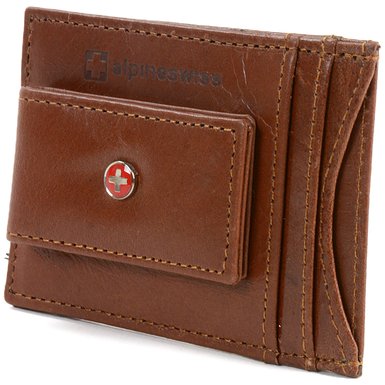 Alpine Swiss RFID Blocking Mens Leather Front Pocket Wallet - Stops Electronic Pick Pocketing Works Against Identity Theft and Credit Card Data Breach by Stopping RFID Scans