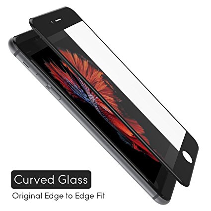 iPhone 7 Plus Curved Edge Glass Screen Protector, TOPVISION Full Coverage Bubble Free Ballistic Glass Protective Film with, Compatible with TOPVISION Prime Silicone Case - Black