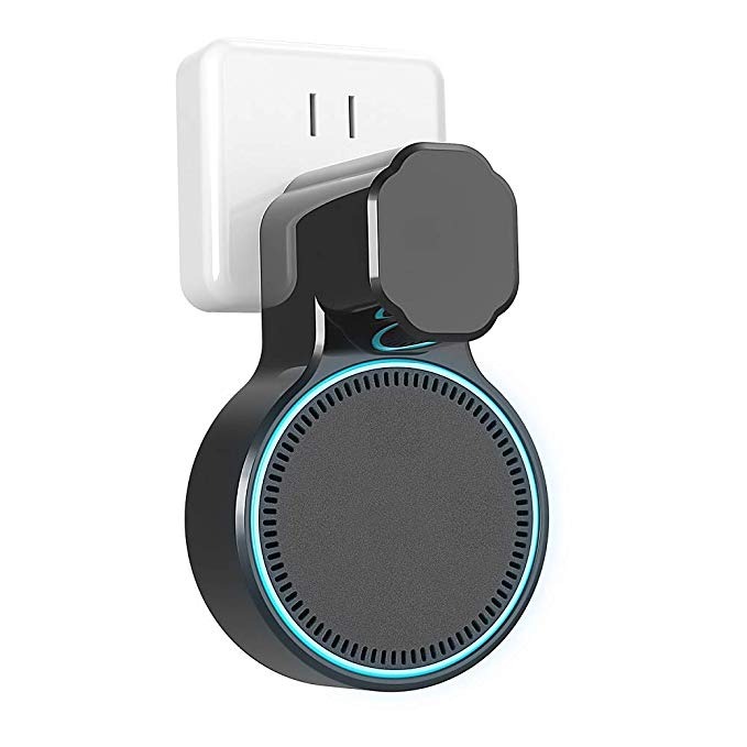 Dot Outlet Wall Mount Holder for 2nd Generation, YIHUNION Hanger Bracket Stand Case for Home Voice Assistants, A Space Saving Solution for Smart Home Speakers Without Messy Wires Screws (Black)
