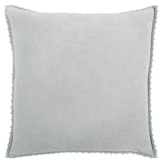 Rizzy Home T13195 Decorative Velvet Solid Poly Filled Throw Pillow 22" x 22" Silver
