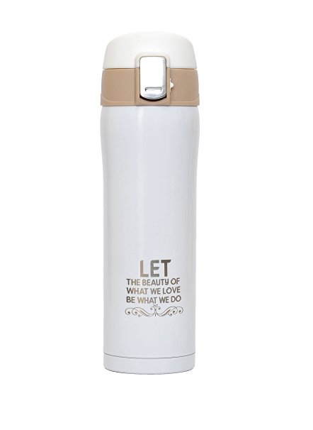 Brando Sports Insulated Stainless Steel Sports Water Bottle - 16oz - Eco Friendly & Non Toxic BPA Free - Lid Lock Prevents Leaks & Spills, Opens with One Click
