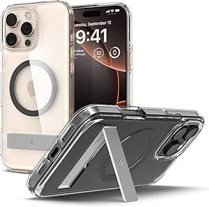 Spigen Ultra Hybrid S MagFit Designed for iPhone 16 Pro Case [Kickstand] [Anti Yellowing], Compatible with MagSafe - Graphite