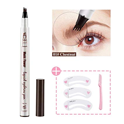 Eyebrow Tattoo Pen, Waterproof Microblading Tattoo Eyebrow Pencil with a Micro Fork Tip Applicator Creates Natural Looking Brows Effortlessly and Stays on All Day for Eyes Makeup(Chestnut) …