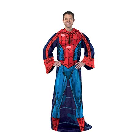 Marvel, Spiderman, Blue on Blue 48-Inch-by-71-Inch Adult Comfy Throw with Sleeves by The Northwest Company