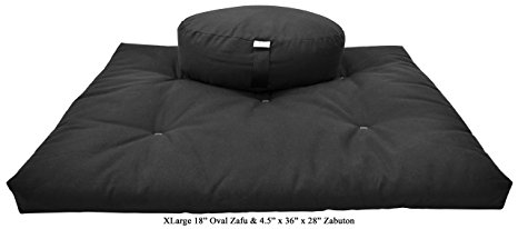 Zafu and Zabuton Meditation cushion Set, 100% Cotton or Hemp, Organic Buckwheat Fill - 2 SIZES, 19 COLORS - Made In USA, by Bean Products