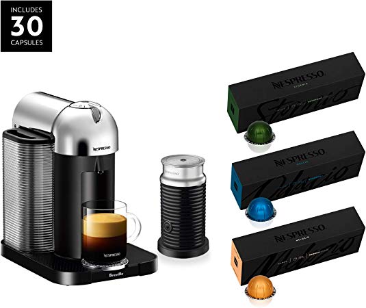 Nespresso Vertuo Coffee and Espresso Maker by Breville with Aeroccino and BEST SELLING COFFEES INCLUDED