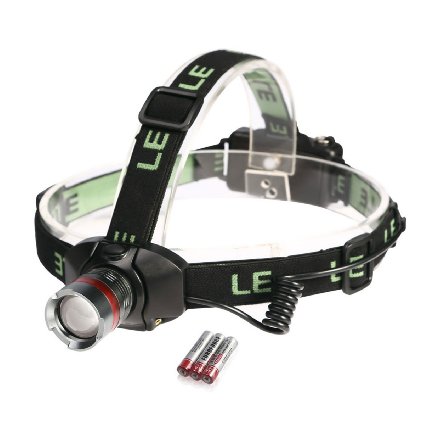 LE Dimmable Adjustable Focus CREE LED Headlamp, Super Bright, 2 Brightness Level Choices and Flash Light mode, 3 AAA Battery included