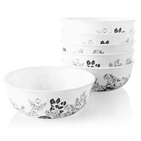 Corelle Chip Resistant Soup and Cereal Bowls, 6-Piece, Uptown Garden