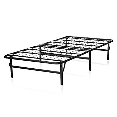 Lucid Foldable Metal Platform Bed Frame and Mattress Foundation, Twin X-Large