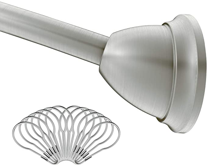 Moen MDN2170BN Curved Adjustable Single Shower Curtain Rod, Brushed Nickel