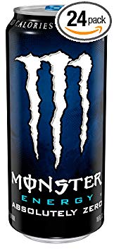 Monster Energy Absolutely Zero, Low Calorie Energy Drink, 16 Ounce (Pack of 24)
