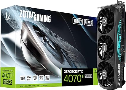 ZOTAC Gaming GeForce RTX 4070 Ti Super Trinity Black Edition DLSS 3 16GB GDDR6X 256-bit 21 Gbps PCIE 4.0 Gaming Graphics Card, IceStorm 2.0 Advanced Cooling, Spectra RGB Lighting, ZT-D40730D-10P