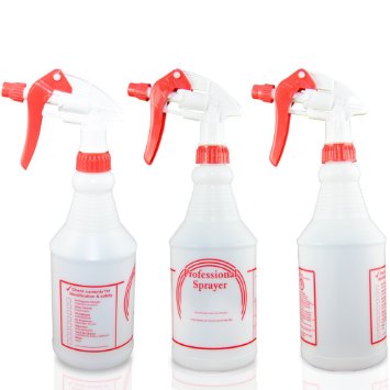 24 Oz Spray Bottles 3 Pack No-clog Leak-proof Adjustable Nozzle Janitorial Cleaning Housekeeping Office Chemical Pump Bottle All Purpose Cleaners Glass Cleaner Sprayer