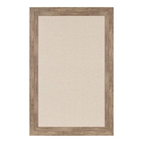DesignOvation Beatrice Framed Oversized Linen Fabric Pinboard, 29.5x45.5, Rustic Brown