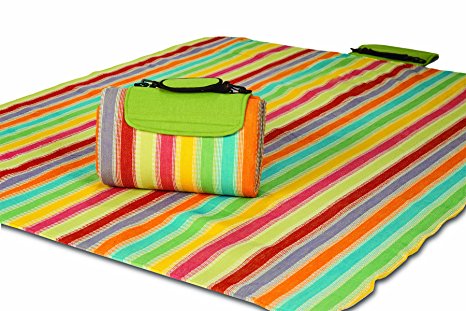 Mega Mat 100% Waterproof Backing All Season Picnic Blanket, Beach Mat And More Opens To 48"X 60", Seats 2-3 Persons Plus Gear