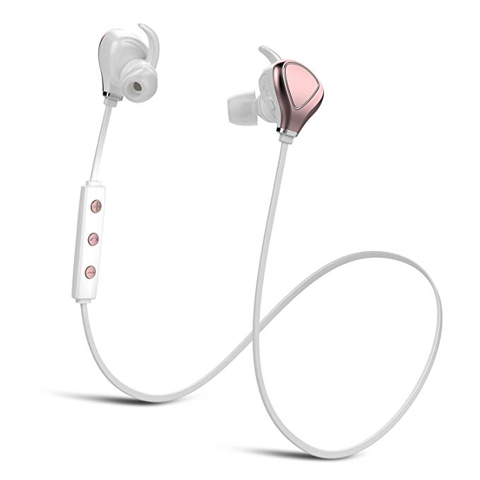 Bluetooth Headphones Running Headphones Compatible with iPhone KBTEL Best Wireless Sports Earphones w/Mic IPX4 Waterproof for Running Gym Workout 12 Hours Battery Life (Rose Gold)