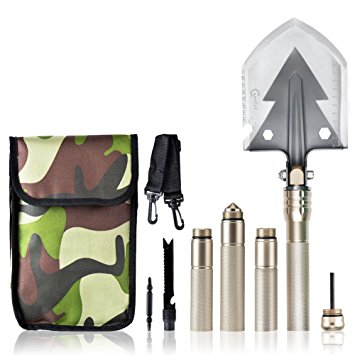 Military Shovel, Coofel Multi-function Portable Utility Folding Shovel Multitool Tactical Spade for Camping Hiking, Backpacking, Fishing With A Carrying Pouch