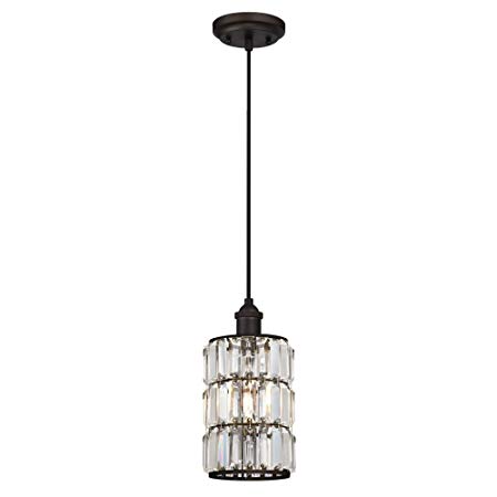 Westinghouse Lighting 6338400 Sophie One-Light Indoor Mini Pendant, Oil Rubbed Bronze Finish with Crystal Prism Glass,