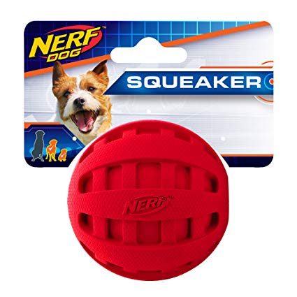 Nerf Dog Checker Ball Dog Toys, Lightweight, Durable and Water Resistant, Non-Toxic, BPA-Free, Assorted Sizes and Colors