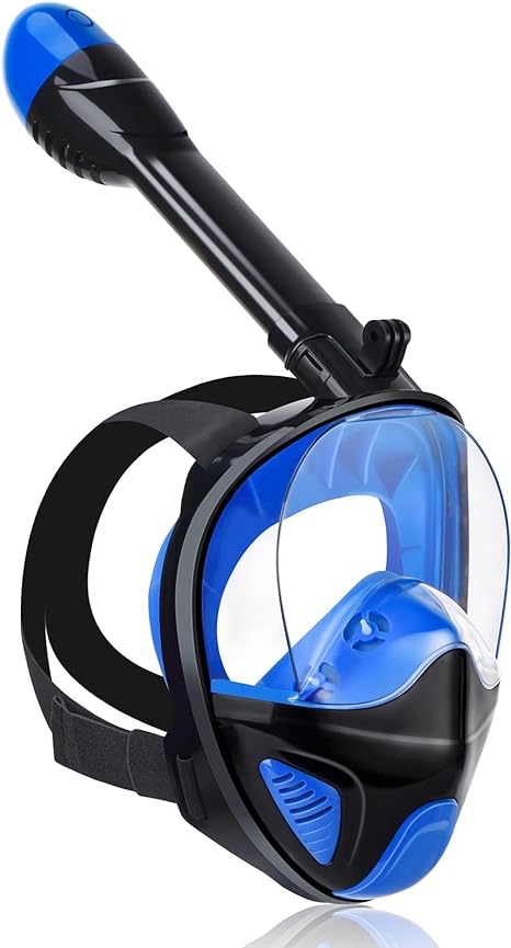ANSUN Snorkel Mask Full Face, Snorkeling Gear for Adults with Latest Safety Breathing System and Dry Top System, 180° Panoramic View Snorkel Mask with Silicone Anti-Fog