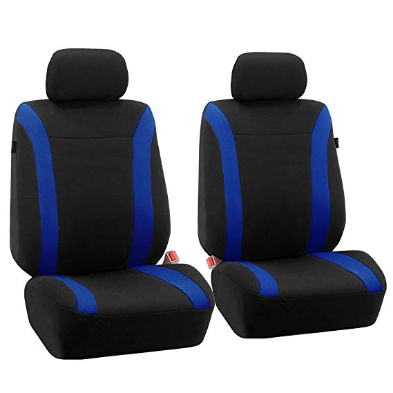 FH Group FH-FB054102 Blue Cosmopolitan Flat Cloth Seat Covers, Airbag Compatible and Split Bench, Blue/Black Color-Fit Most Car, Truck, SUV, or Van