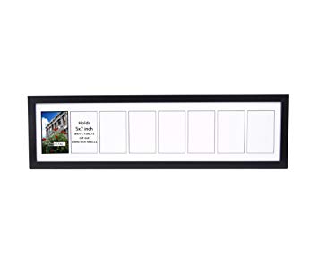 CreativePF- 8 Opening Glass Face Black Picture Frame to Hold 5 by 7 inch Photographs Including 10x40-inch White Mat Collage