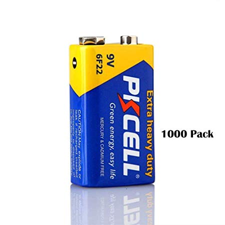 PKCELL 9V 6F22 Super Heavy Duty Batteries (1000 Pack)