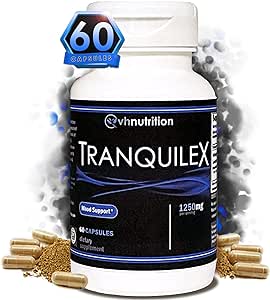 VH Nutrition TRANQUILEX | Stress Relief Supplement* | Ashwagandha, Passion Flower, Kava Kava, Lemon Balm, Licorice Root, and Lavender | Natural Relaxation and Mental Calmness | 60 Capsules