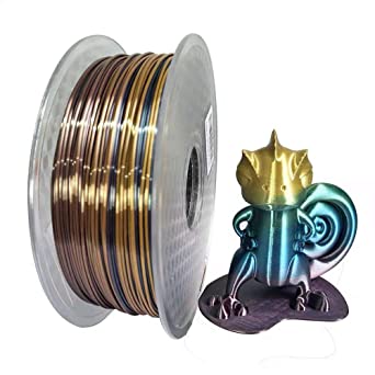 Fasmov Silk Rainbow Multicolor 3D Printer Filament PLA 1.75 mm 1 KG (2.2 LBS) Multi Color Printing Materials Gradually Changing Color PLA Rainbow Metallic Color Gradient Filament