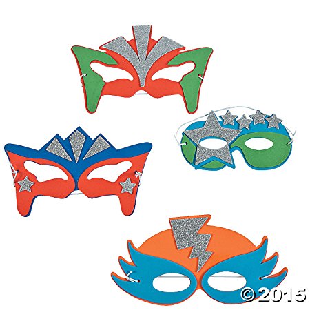 Foam Superhero Masks 6 Count