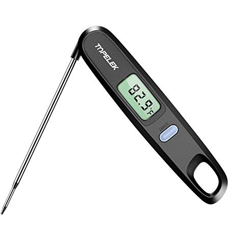 Meat Thermometer, TopElek Foldable Thermometer, Instant Read Cooking Thermometer, with LCD Screen, 4.8 Inches Long Stainless Steel Probe, Food Thermometer for Kitchen, BBQ, Milk