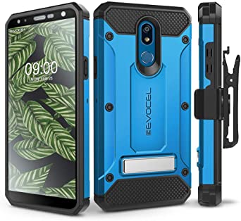 LG K40 Case, Evocel [Explorer Series Pro] Premium Full Body Case with Glass Screen Protector, Belt Clip Holster, Metal Kickstand for LG K40, Blue