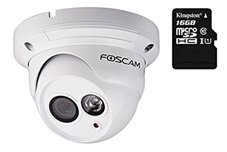 Foscam FI9853EP (with 16 GB microSD pre-installed) - PoE IP camera, HD 720p, Outdoor Waterproof (IP66), 20m Night Vision, Motion Detection with E-mail Alert, ONVIF, P2P Plug & Play