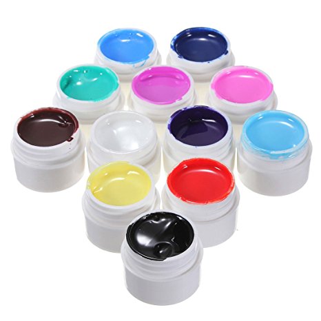 12 Pure Colors Nail Art UV Gel Builder Polish Set by AHAOMG